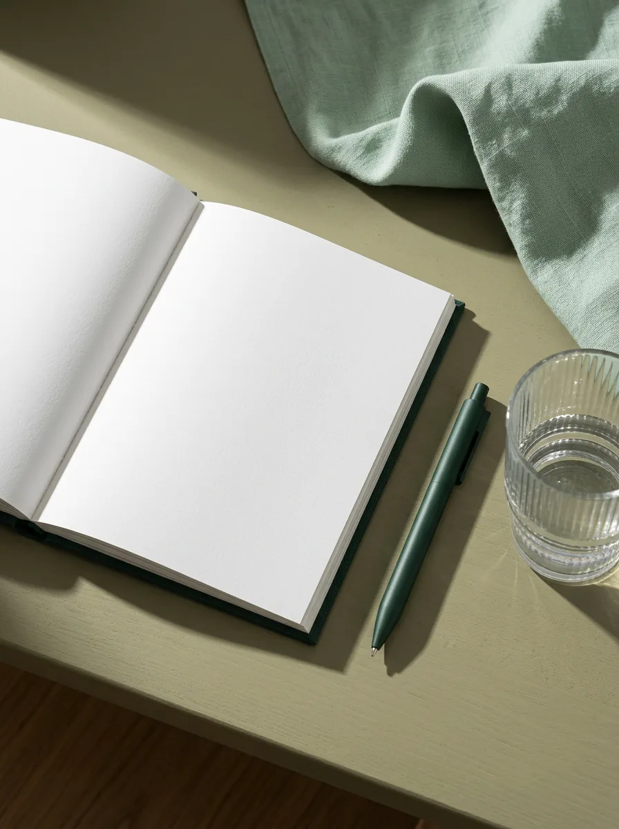 Caderno e caneta, ilustração editorial criada com IA